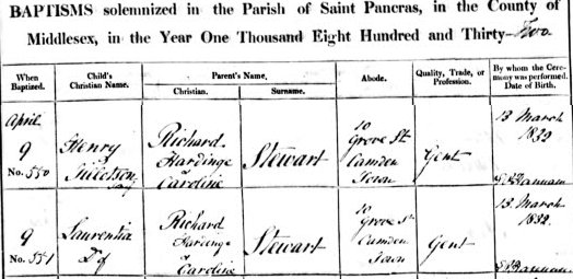 Henry Tillotson Stewart Baptism
