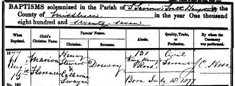 Marion Florence Drewry Baptism